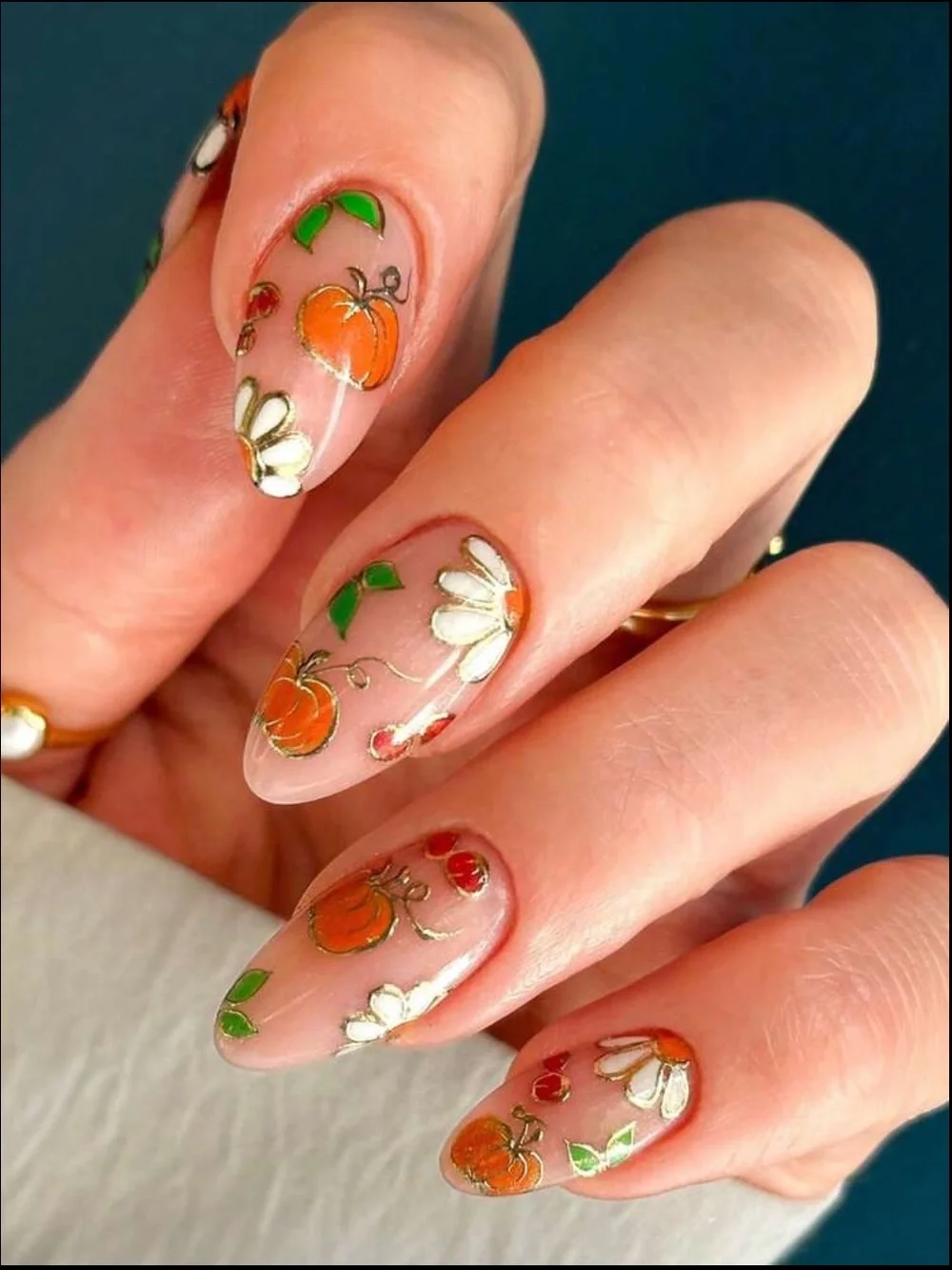 Pumpkin Autumn Acrylic Press On Nails